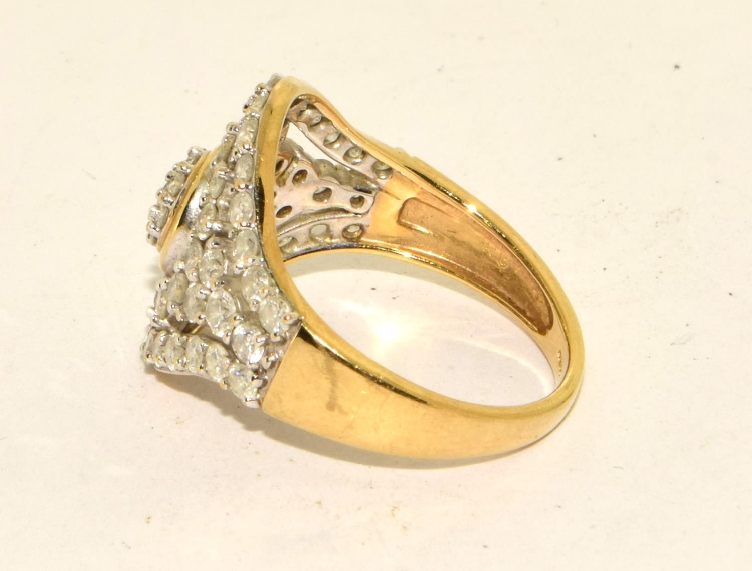 Diamond 9ct gold 4.2g ring Size O - Image 2 of 5