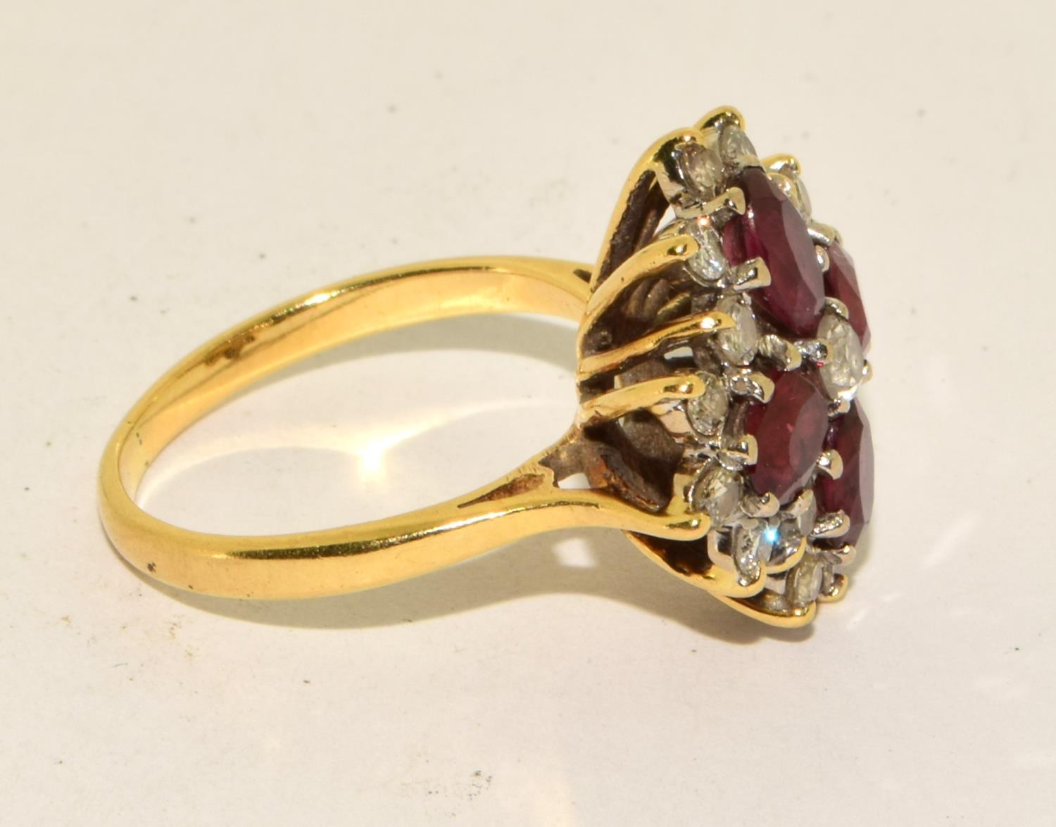 Diamond/garnet 6.4g 18ct gold ring Size N - Bild 4 aus 5