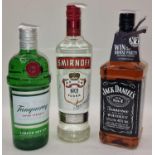 3 x mixed bottles of alcohol to included a 1ltr bottle of Jack Daniels ref 197, 190, 21
