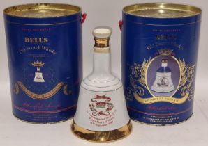 Bells Scotch whisky decanters 2 boxed and unopened 1 no box Births of Princess Beatrice ,Princess