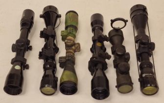 Collection of six rifle scopes (REF 44).