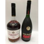 2 x bottles of alcohol 1ltr Courvoisier VS cognac, Remy Martin VSOP ref 206,208
