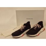 Pair of pre owned Balenciaga Noir 1000 black trainers size 9 with box and dust bag (REF 111).