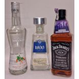 3 x mixed bottles of alcohol to included a 1ltr bottle of Jack Daniels ref 197 101