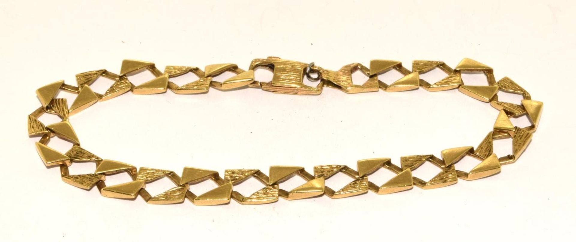 9ct gold fancy flat link bracelet 12g ref 70 - Image 3 of 5