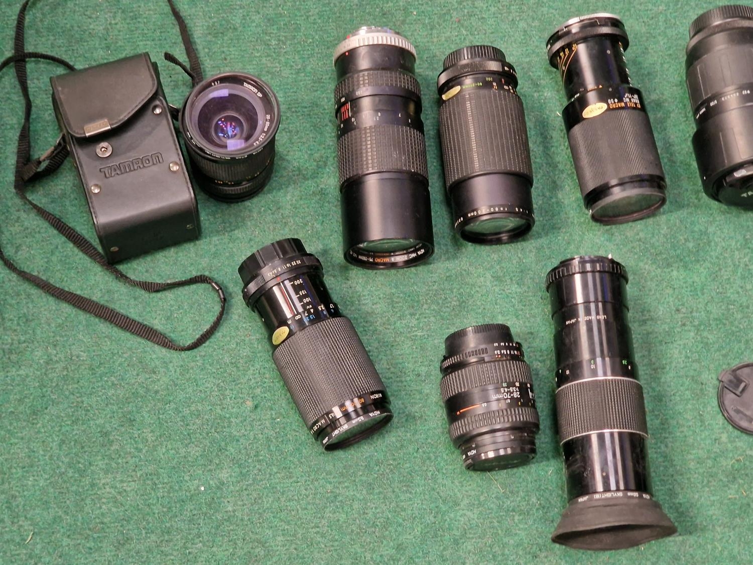 Box of various camera lenses by makes - Minolta - Makinon - Tampon - Nikon - Hoya etc. a total of 15 - Image 2 of 3