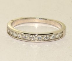 A w/g on 925 silver half eternity ring Size V