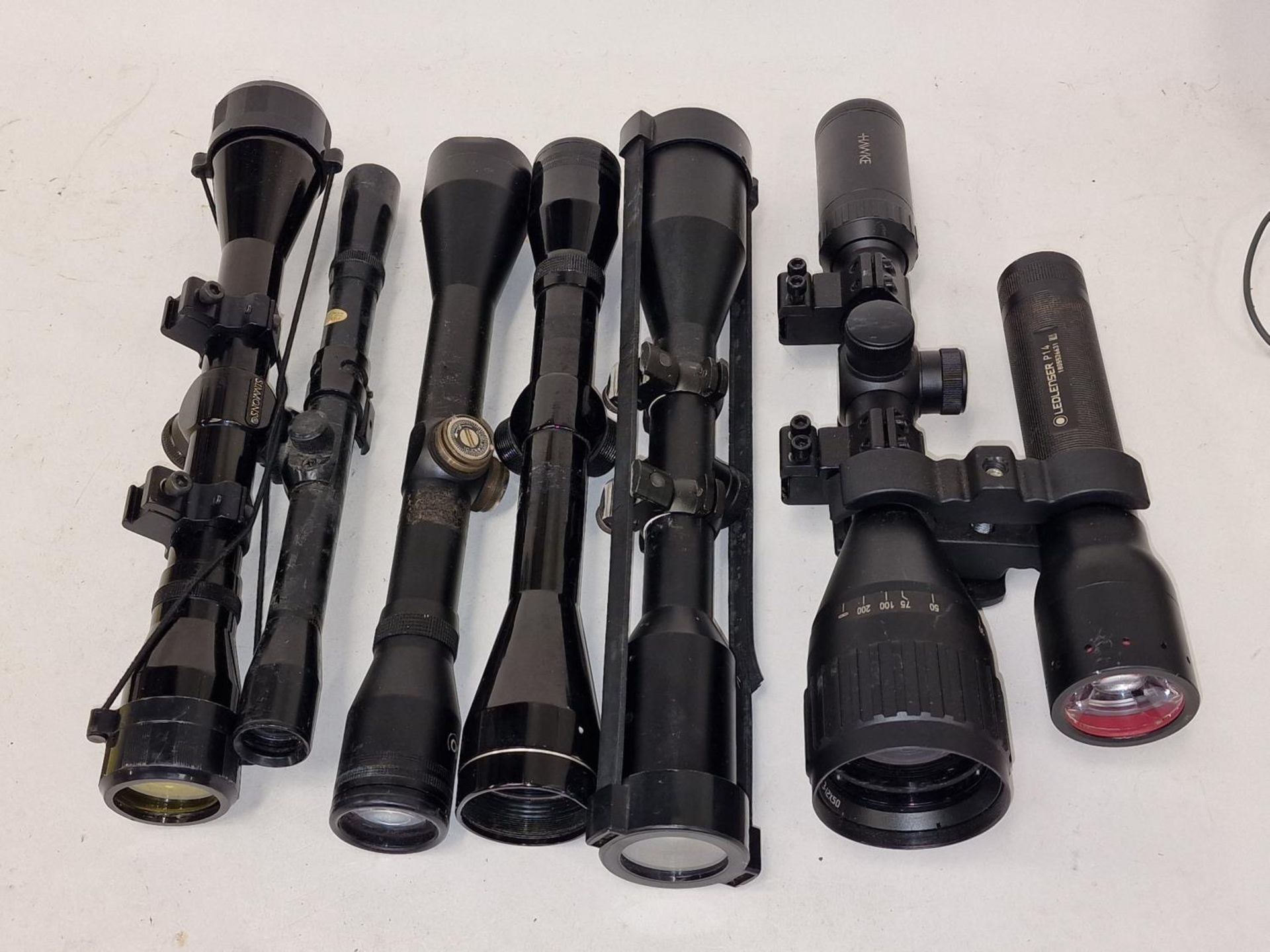 Collection of six rifle scopes (REF 46).