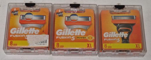 3 x XL packs of 8 Gillette Fusion 5 cartridge razor blades (REF 42).