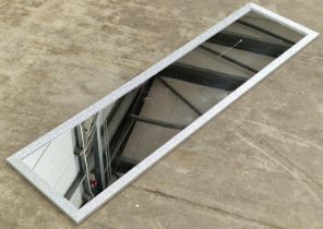 Contemporary wall mirror with silver glitter frame 126x35cm (REF 115).