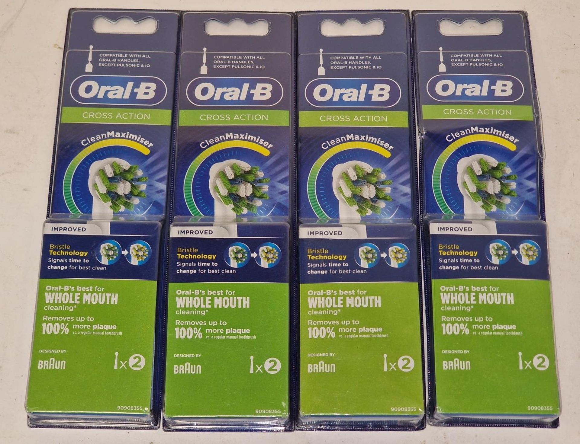 4 x packs of 2 Oral B Cross Action toothbrush heads (REF 42).