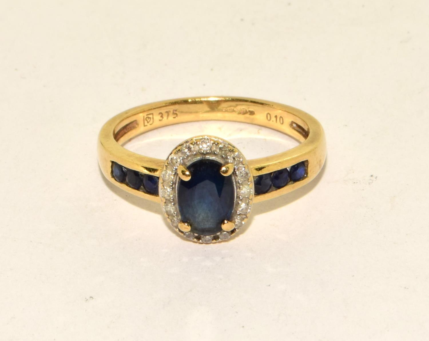 Sapphire diamond 9ct gold ring Size N + - Image 5 of 5