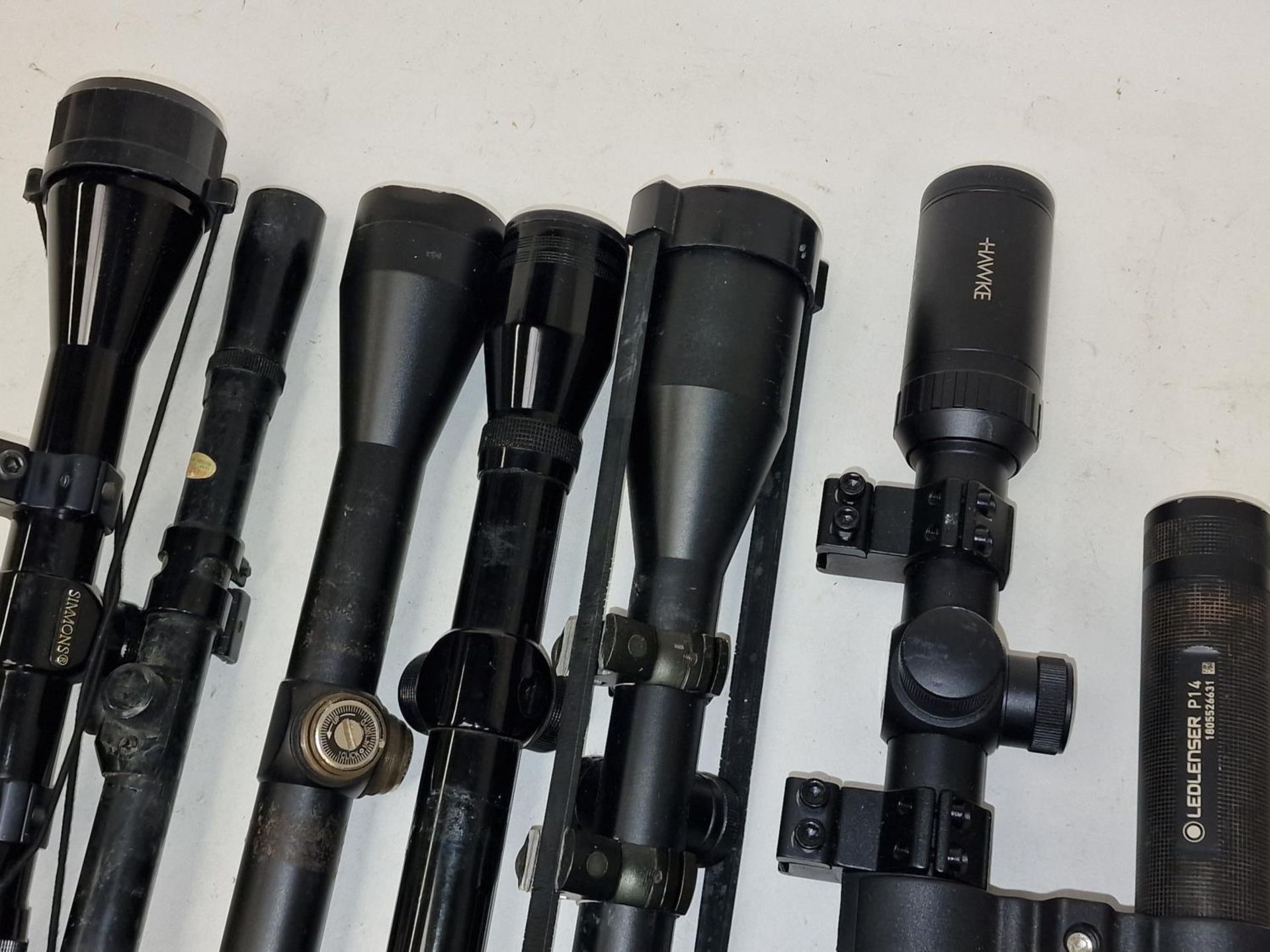 Collection of six rifle scopes (REF 46). - Image 2 of 3