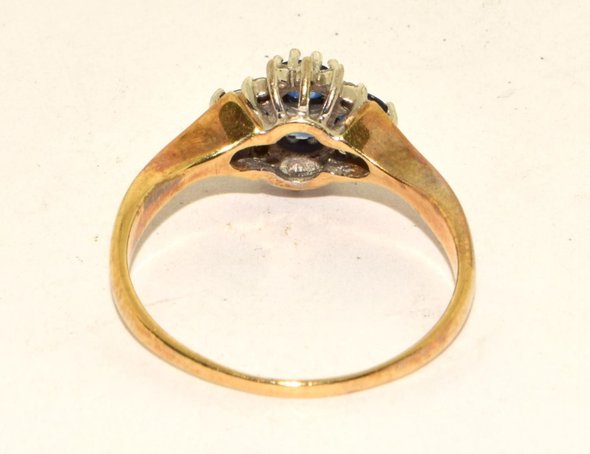 Sapphire/diamond 9ct gold ring Size T - Image 3 of 5