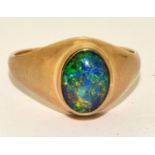 9ct gold Opal single ring size U ref 37