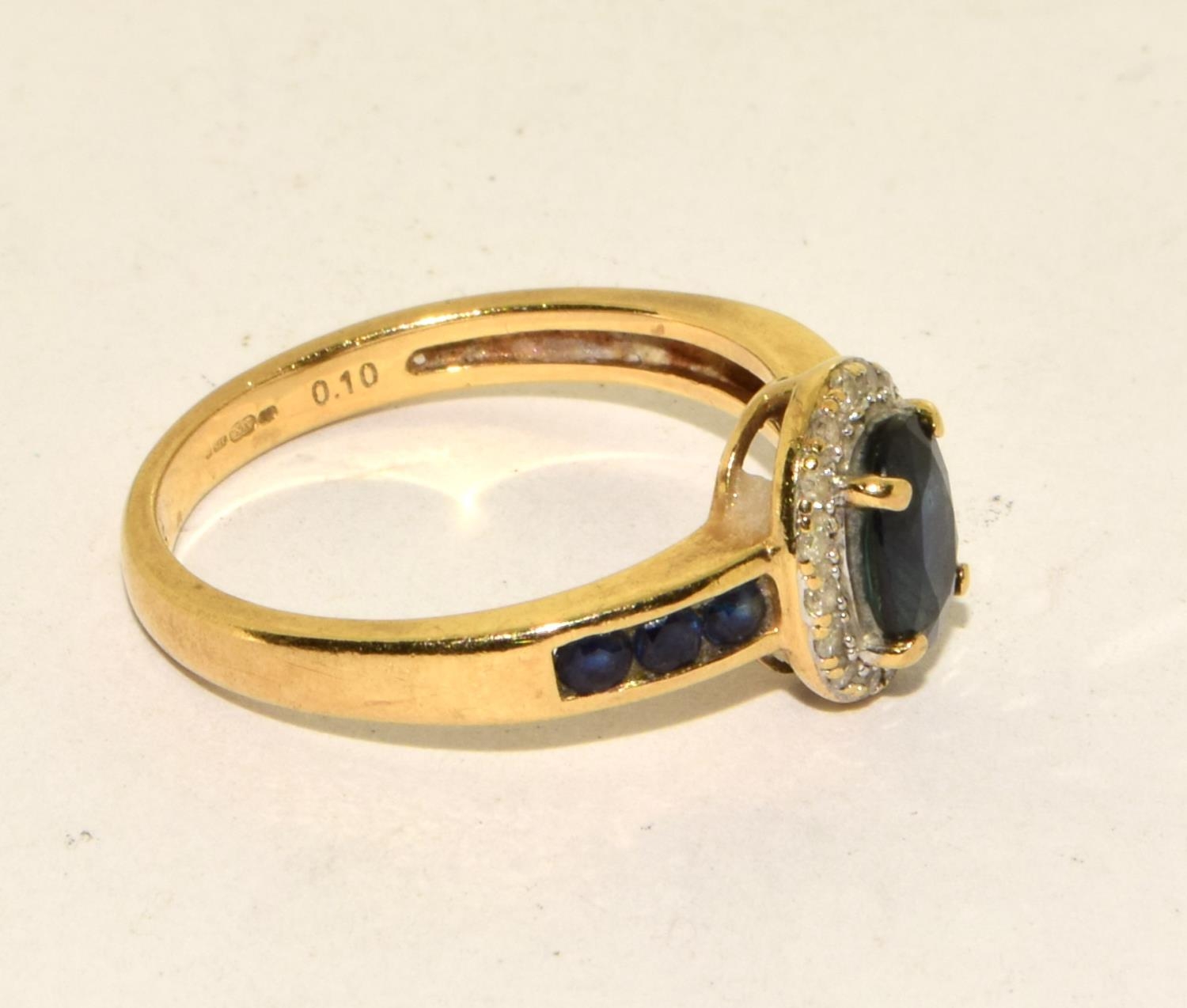 Sapphire diamond 9ct gold ring Size N + - Image 4 of 5