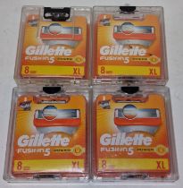 4 x XL packs of 8 Gillette Fusion 5 cartridge razor blades (REF 42).