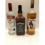 3 x bottles of alcohol 1ltr vodka, 1ltr Jack Daniels together another ref 227, 194, 240