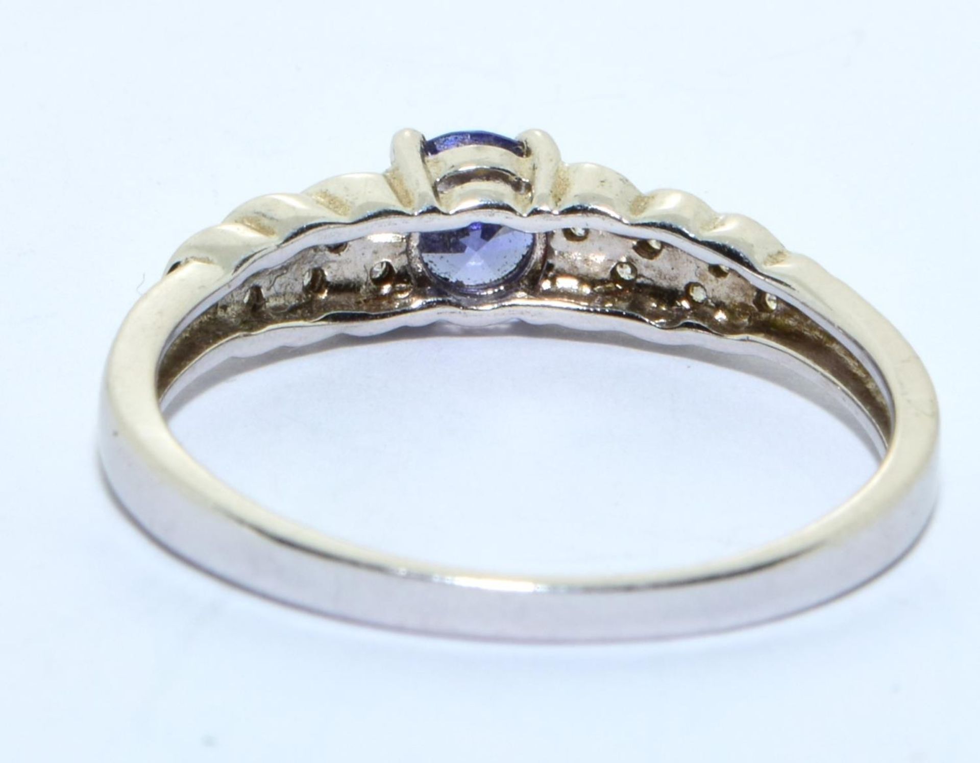 A 925 silver, CZ and tanzanite ring Size R - Image 3 of 3