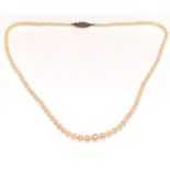 Art Deco cultured pearl silver marcasite necklace