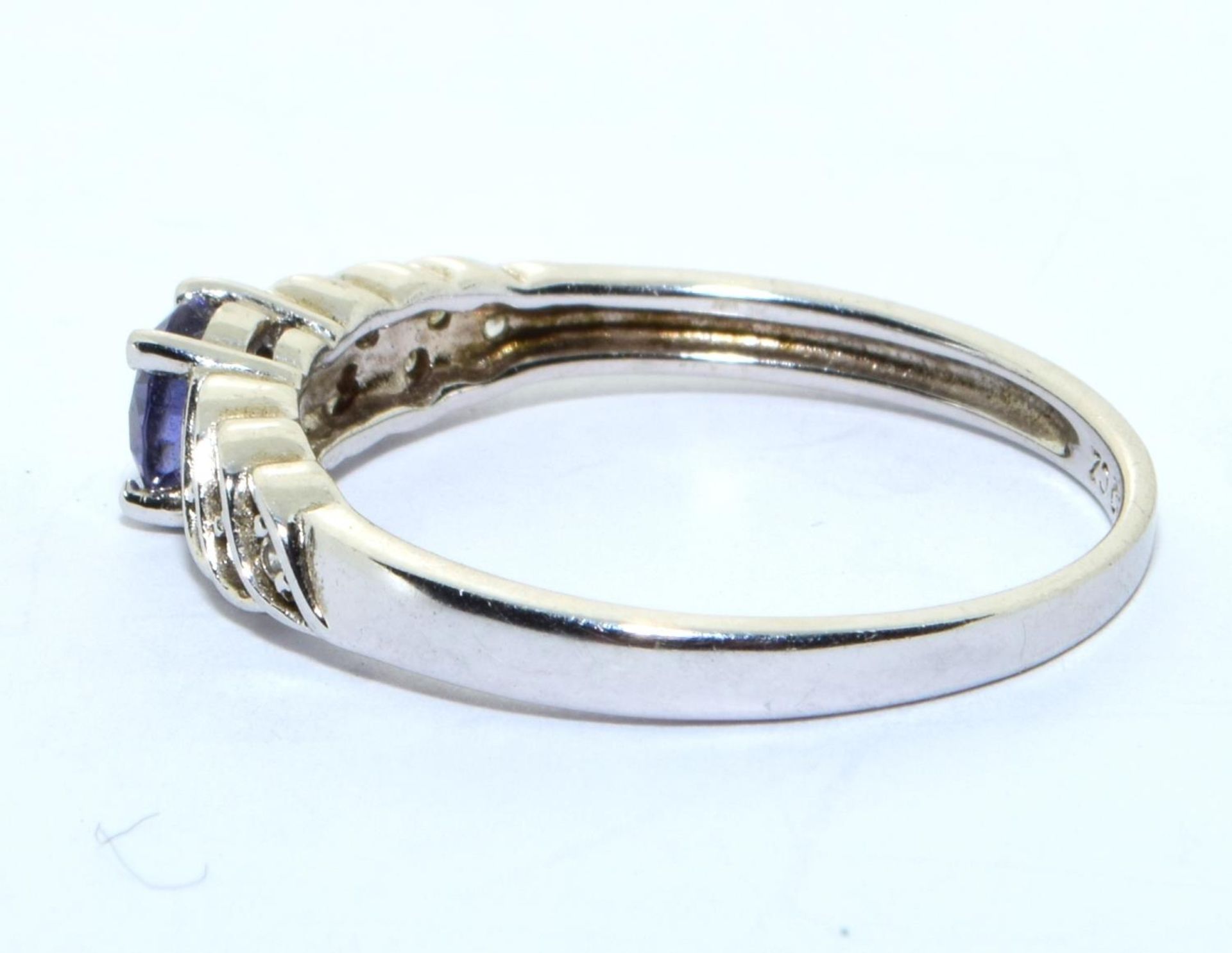 A 925 silver, CZ and tanzanite ring Size R - Image 2 of 3