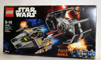 Star Wars Lego: Vader's TIE Advanced vs. A-Wing Starfighter. Model boxed and complete but missing