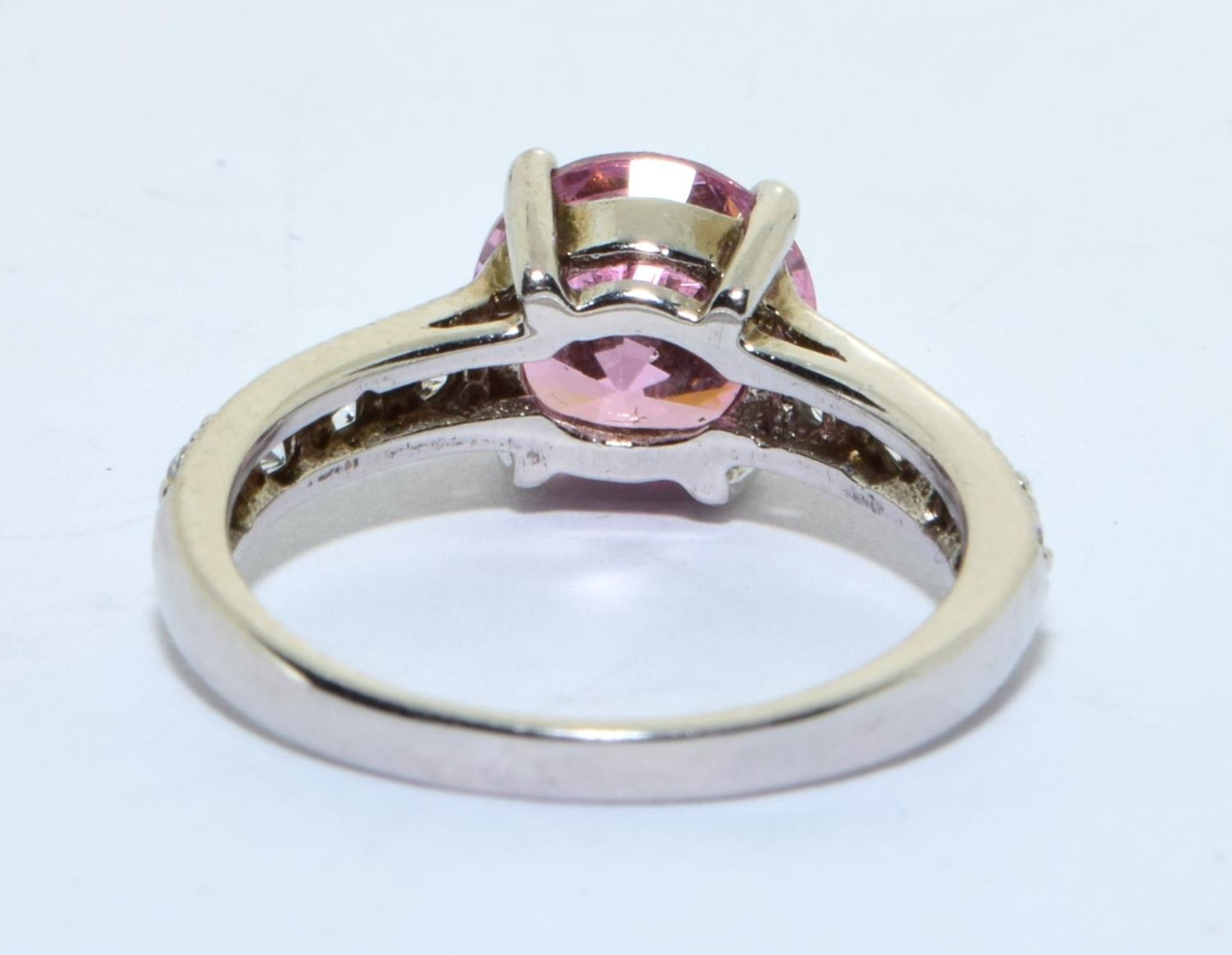 A 925 silver and pink CZ ring Size M - Image 3 of 3