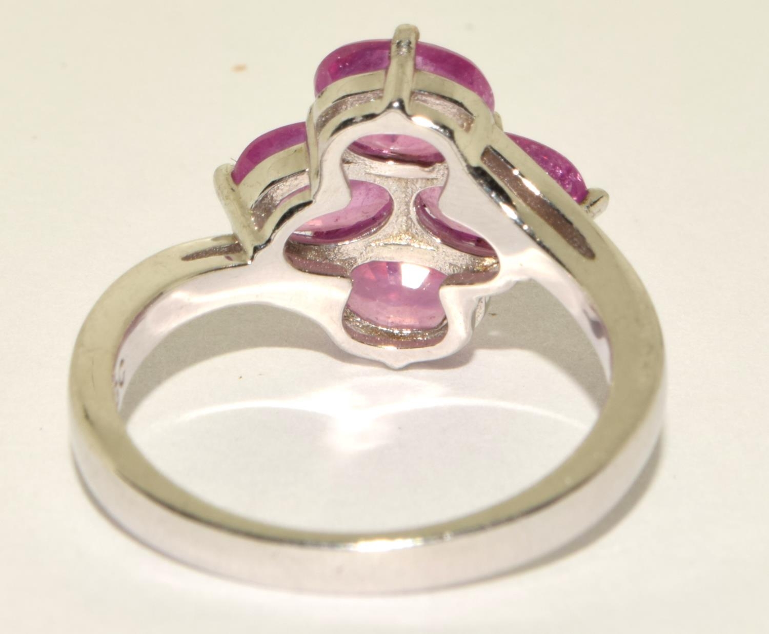 A 925 silver TGGC pink stone flower ring Size P - Bild 3 aus 3