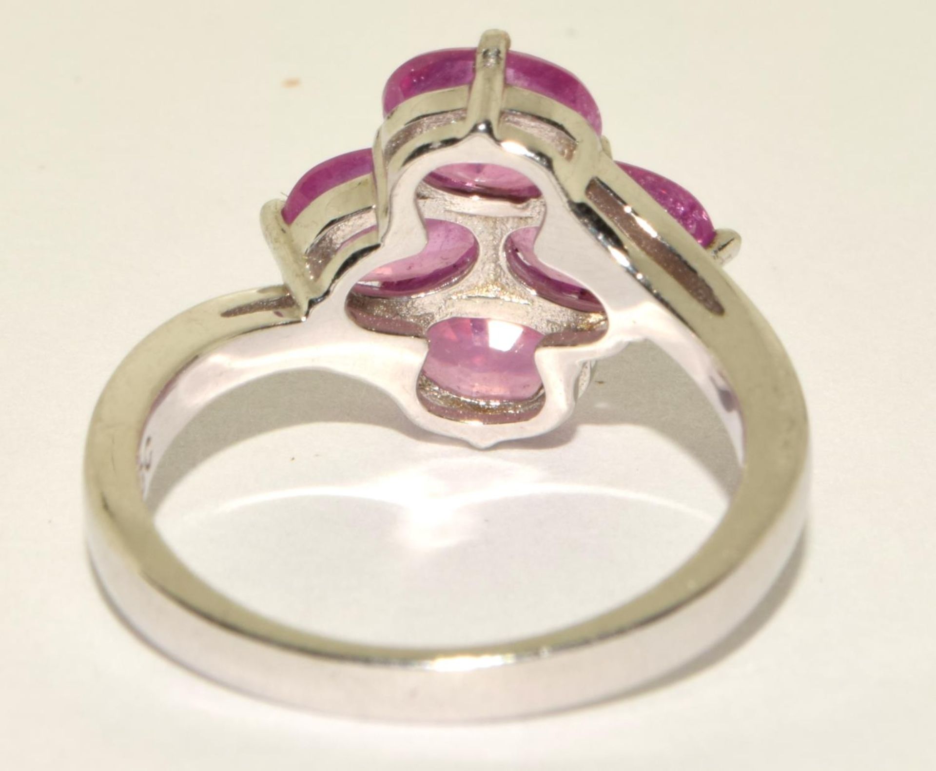 A 925 silver TGGC pink stone flower ring Size P - Image 3 of 3