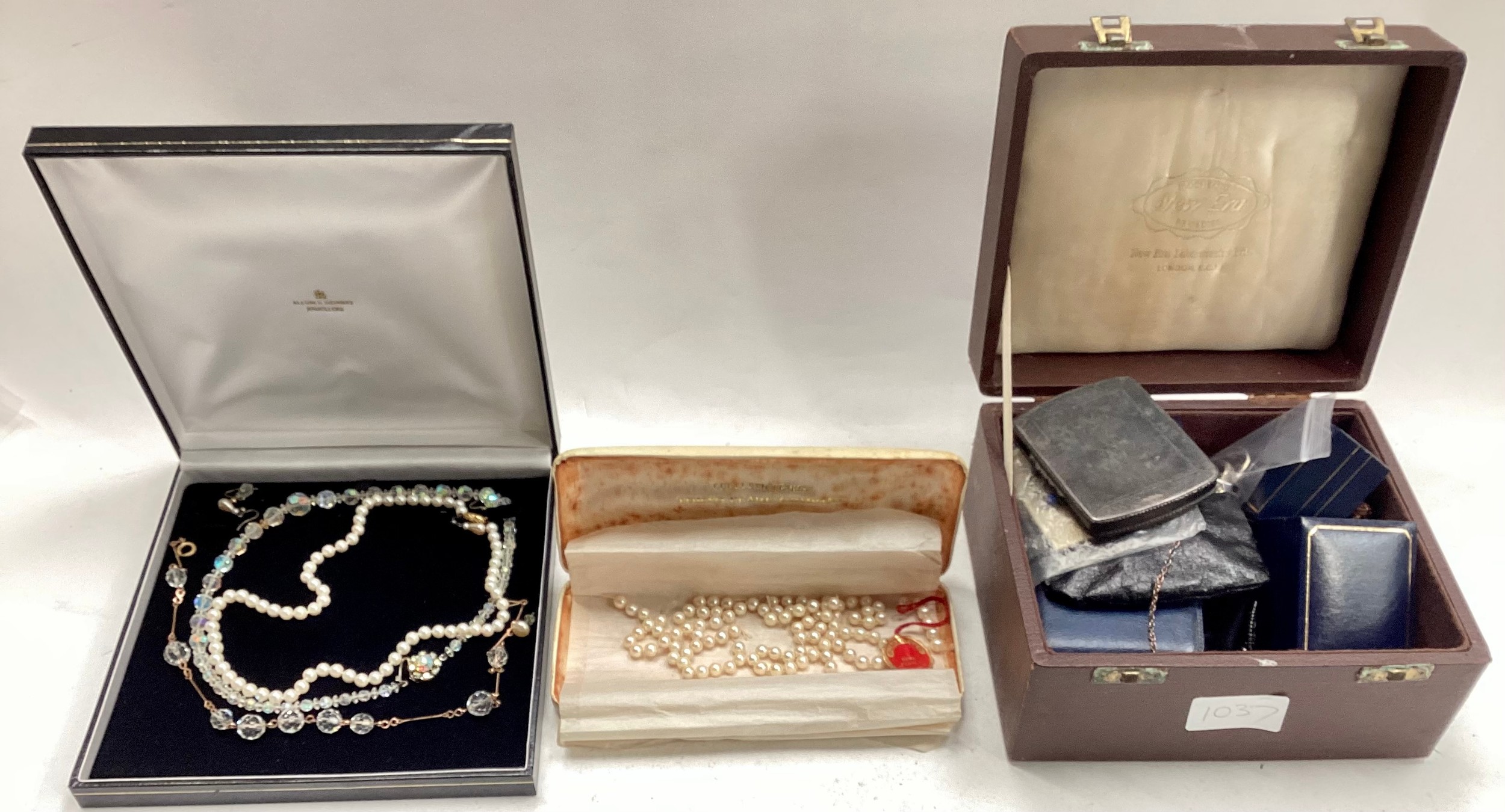 Quantity of costume and other jewellery to include a silver card case