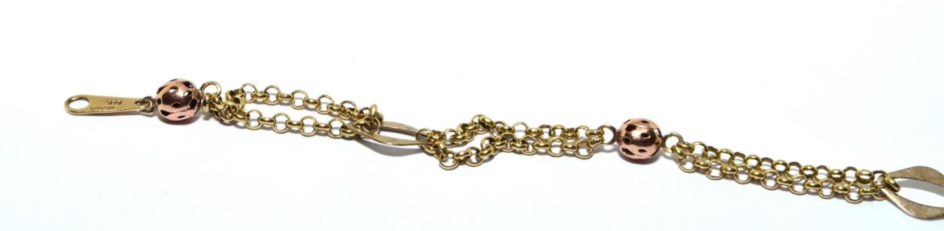 9ct gold ball design bracelet 3.6g 16cm long - Image 4 of 4