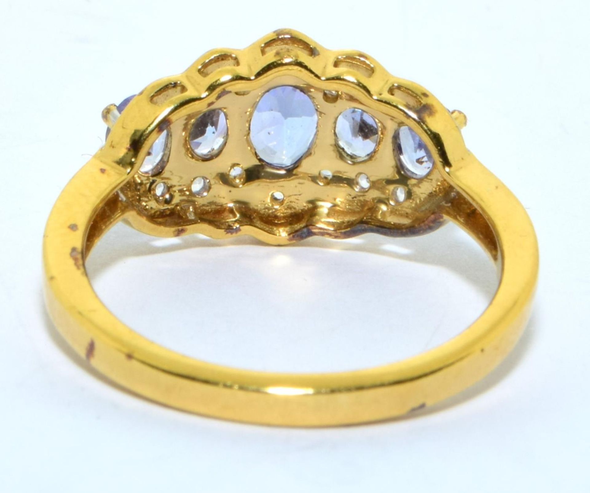 A stunning gold on 925 silver and tanzanite ring, Size P - Image 3 of 3