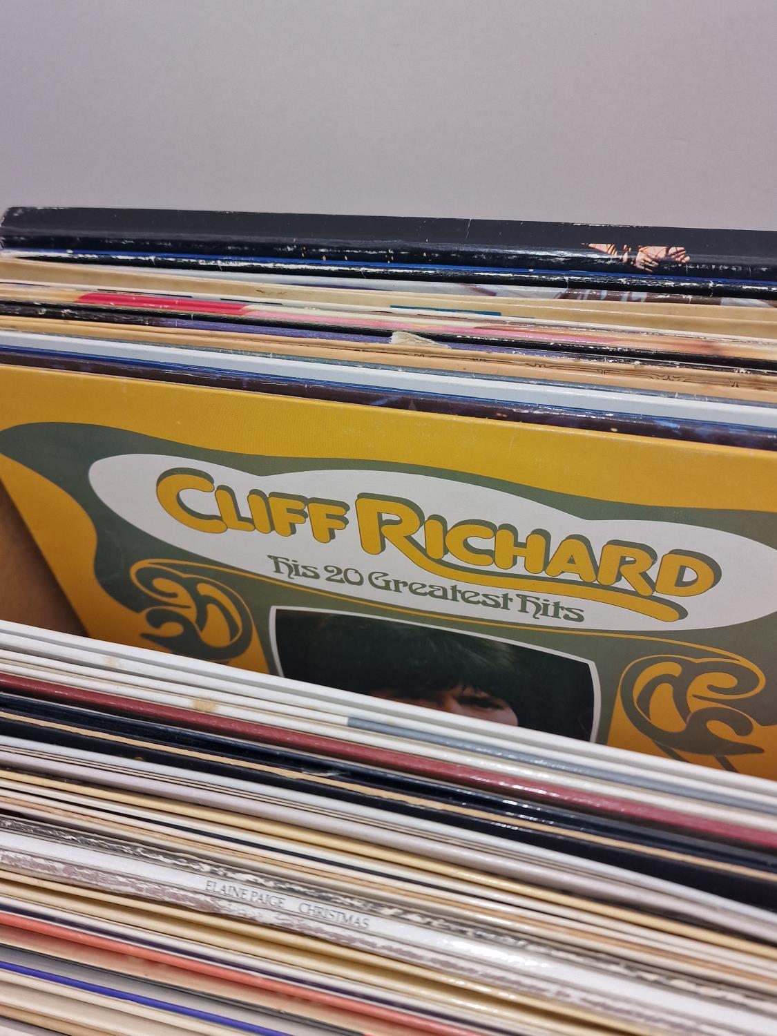 A box containing a large collection of various rock and pop LP records to include Rod Stewart, Cliff - Image 5 of 5
