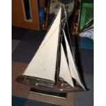 Large model yacht on stand. Approx 78cms across