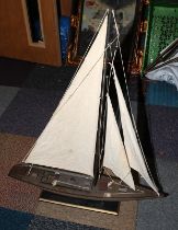 Large model yacht on stand. Approx 78cms across