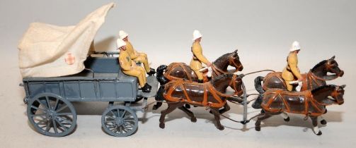 Dorset Soldiers die-cast figures: 1870's British Army in khaki horse drawn ambulance, 4 horse and