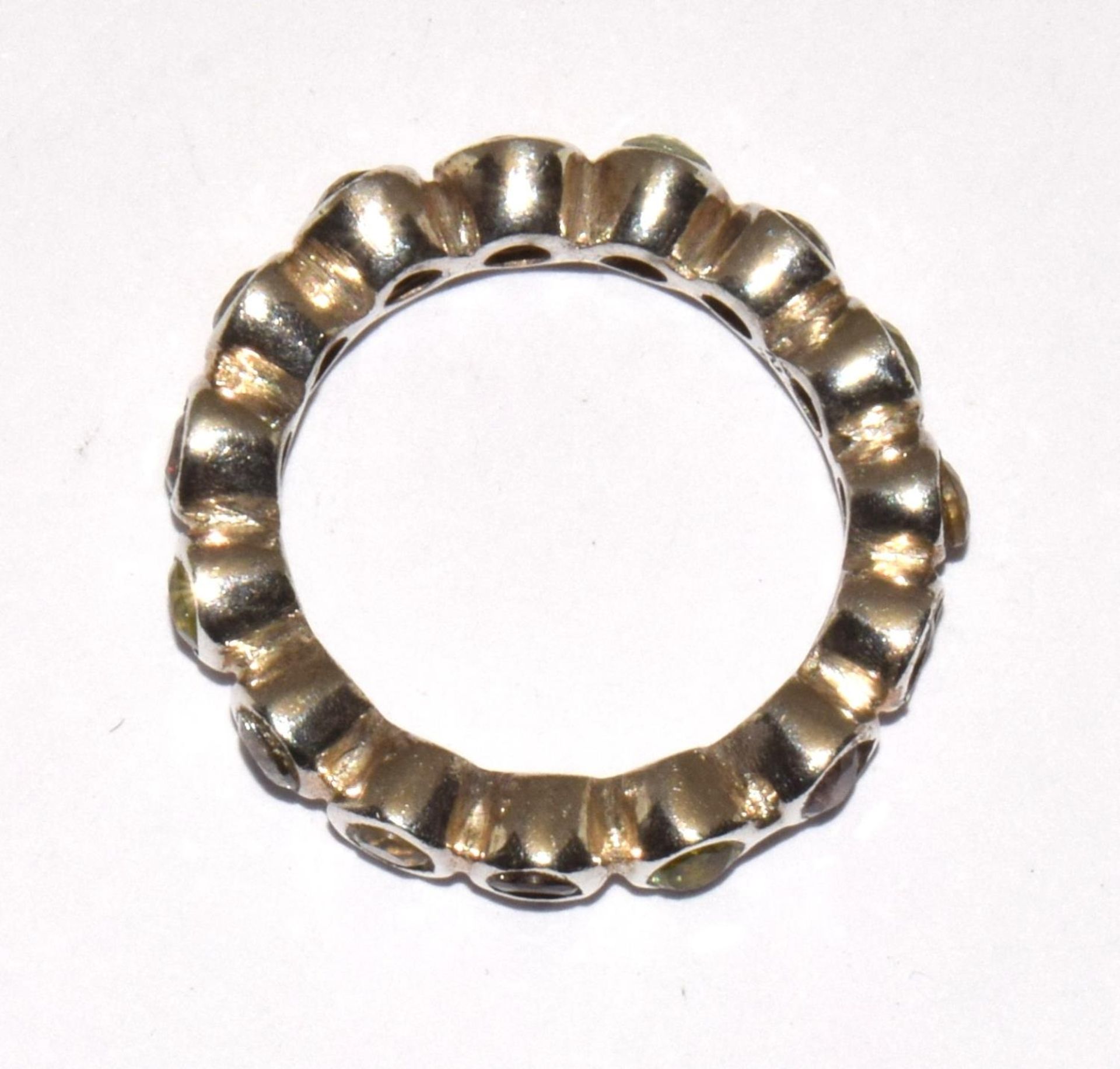 Multi natural gemstone 925 silver full band eternity ring size N - Image 2 of 3