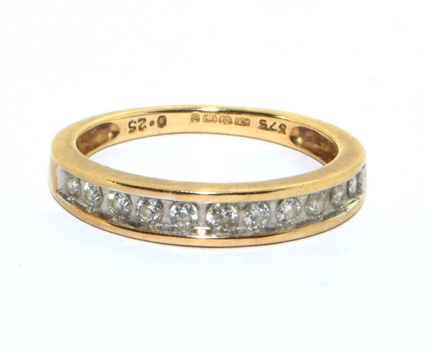 9ct gold ladies Diamond 1/2 eternity ring hall marked in ring as 0.25ct size N - Image 5 of 5
