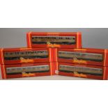 Hornby OO gauge LNER Teak Finish Livery Carriages, R477 x 2, R478 x 1 and R479 x 2. 5 in lot, all