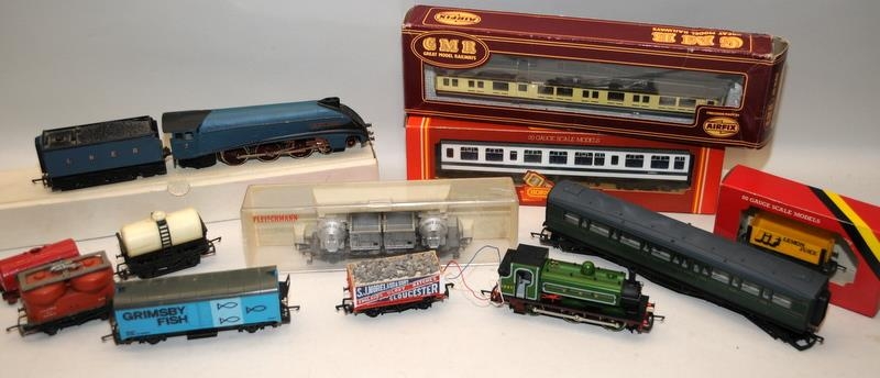 A small collection of OO gauge loco's, carriages and goods wagons, various makes, boxed and