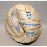 Early 1980's Queens Park rangers signed football. Approx 18 signatures including Glenn Roeder, Terry