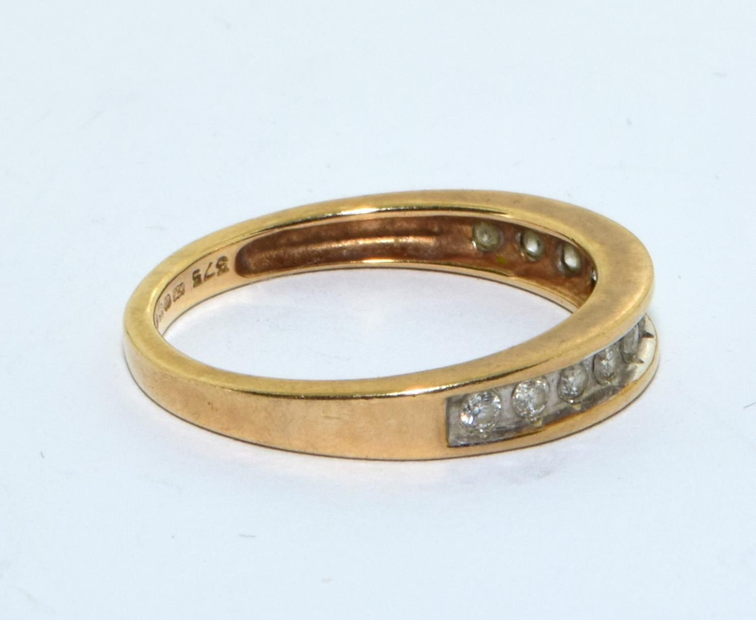9ct gold ladies Diamond 1/2 eternity ring hall marked in ring as 0.25ct size N - Image 4 of 5