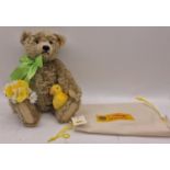 Steiff "Spring" brown mohair collectors teddy bear 34cm with Steiff dust bag in plain cardboard box.