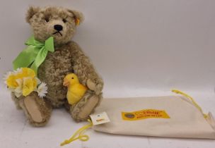 Steiff "Spring" brown mohair collectors teddy bear 34cm with Steiff dust bag in plain cardboard box.
