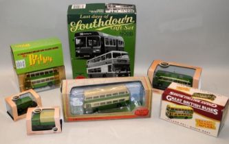 A collection of Southdown Bus Company related die-cast coaches buses and other vehicles. 7 items ion