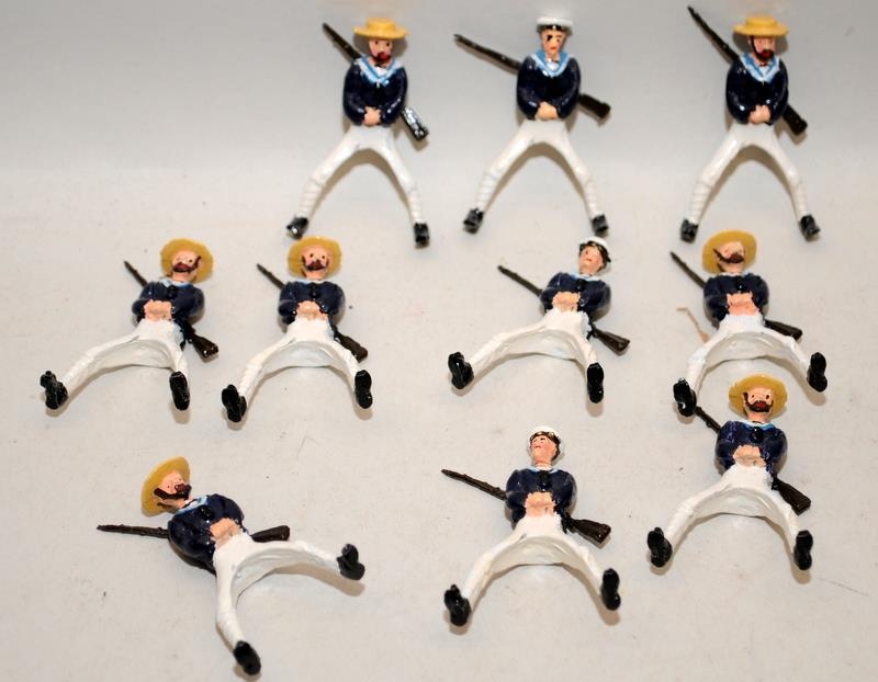 Good Soldiers die-cast figures: Circa 1900 British Sailors on parade in sennet hats x 11 c/w horse - Image 2 of 3