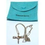 Tiffany and Co Peretti silver necklace and cross with Tiffany pouch