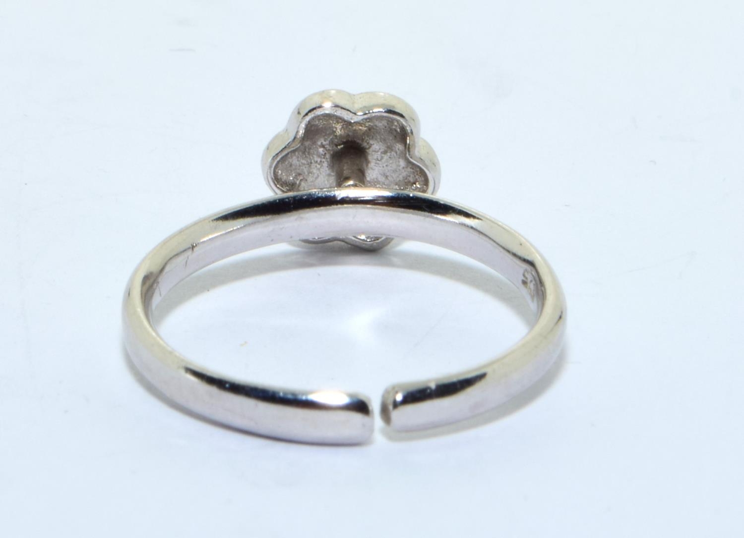 A 925 silver pink flower ring, adjustable size. - Bild 3 aus 3