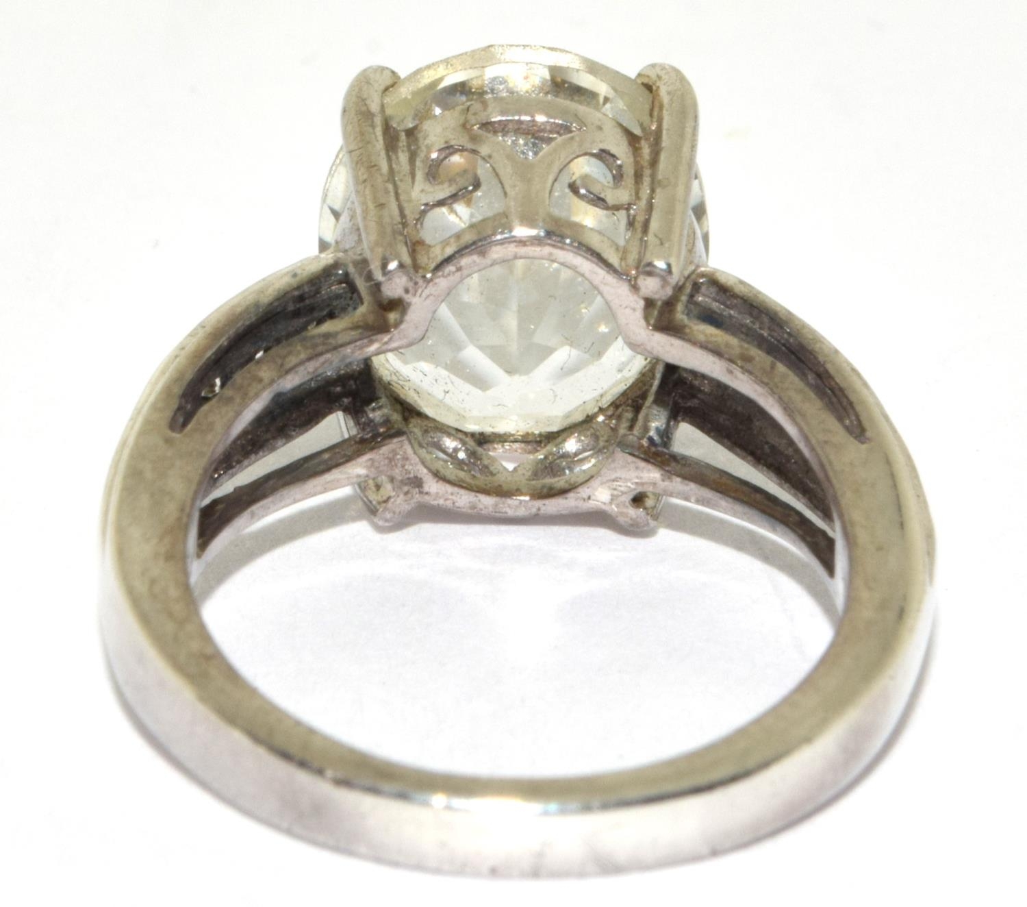 Green amethyst W/G on silver ring size L - Image 3 of 3