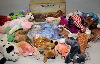 A vintage 1950's Escalado horse racing game, horses in good condition c/w a number of Beanie Babies.